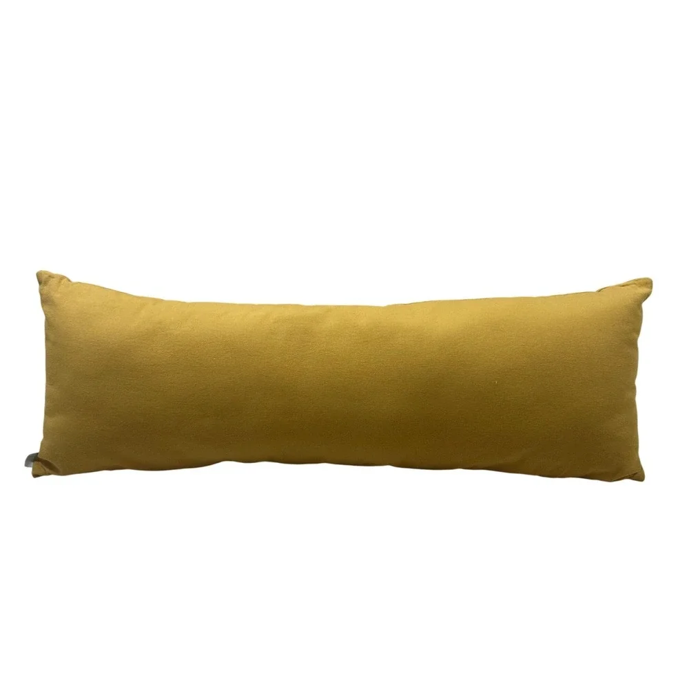 Rae Dunn Simply Blessed Mustard Yellow Lumbar Pillow 34x12 Embroidered Farmhouse